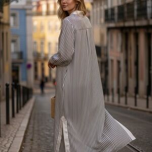 Striped Maxi Swim Cover-Up